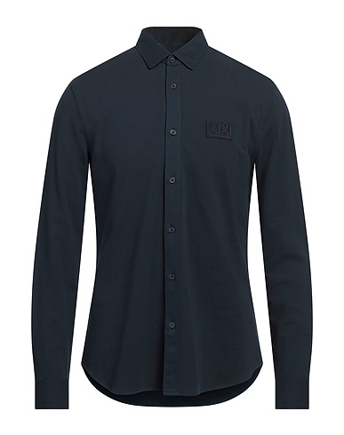 ARMANI EXCHANGE Camicia tinta unita Blu notte 95% Cotone, 5% Elastan
