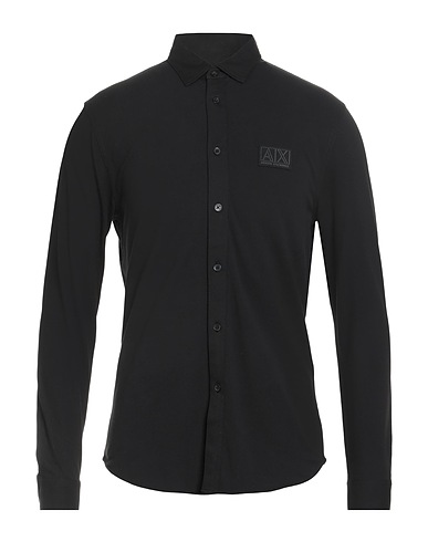 ARMANI EXCHANGE Camicia tinta unita Nero 95% Cotone, 5% Elastan