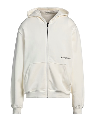 HINNOMINATE Hooded track jacket  Off white 100% Cotton, Elastane