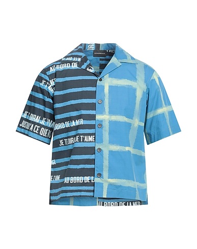 EMPORIO ARMANI Patterned shirt Pastel blue 100% Cotton