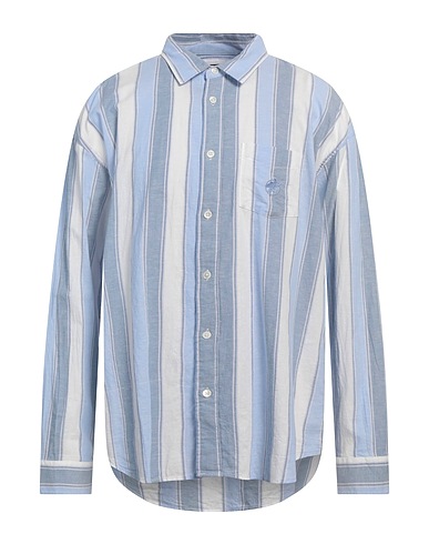STUSSY Striped shirt Light blue 86% Cotton, 14% Linen