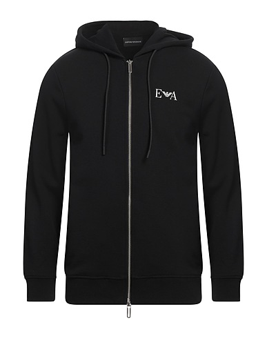 EMPORIO ARMANI Hooded track jacket  Black 100% Cotton, Elastane