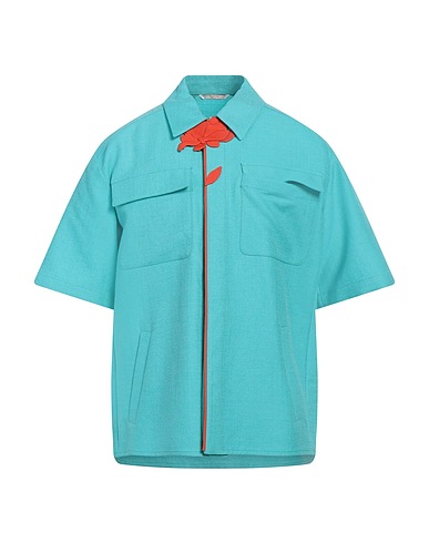 VALENTINO GARAVANI Shirts Turquoise 88% Virgin Wool, 12% Silk, Polyester, Cotton, Elastane