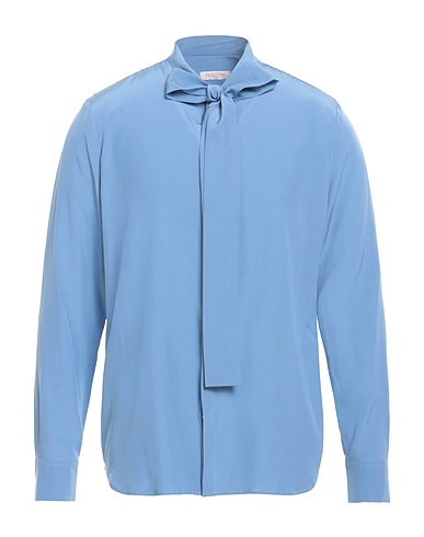 VALENTINO GARAVANI Solid colour shirt Light blue 100% Silk