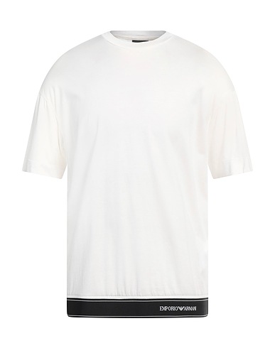 EMPORIO ARMANI Basic T-Shirt White 70% Lyocell, 30% Cotton, Polyester, Elastane, Polyamide