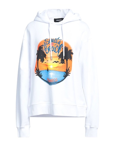 DSQUARED2 Hooded track jacket  White 100% Cotton, Elastane