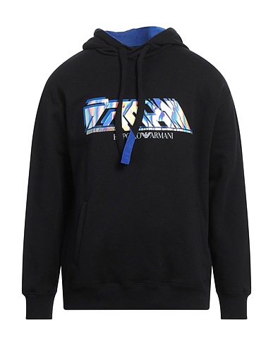 EMPORIO ARMANI Hooded sweatshirt Black 100% Cotton, Elastane