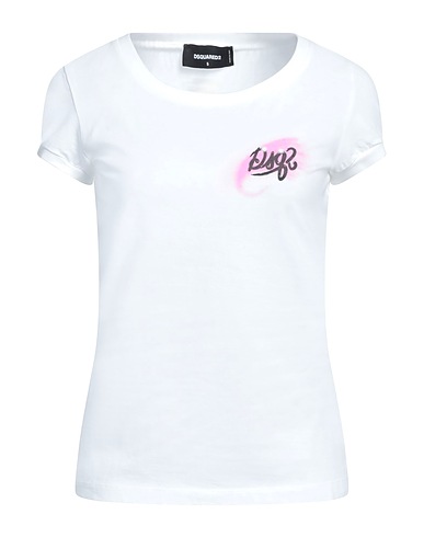 DSQUARED2 T-shirt Bianco 100% Cotone, Elastan