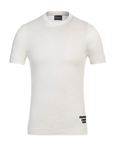 EMPORIO ARMANI Basic T-Shirt White 70% Lyocell, 30% Cotton