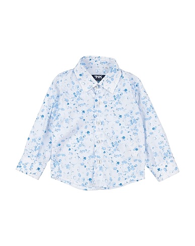 MANUELL & FRANK Patterned shirt White 98% Cotton, 2% Elastane