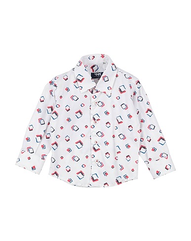 MANUELL & FRANK Patterned shirt White 97% Cotton, 3% Elastane