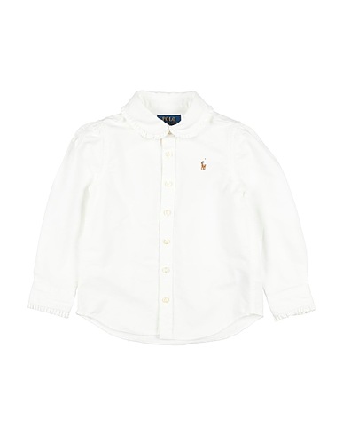 POLO RALPH LAUREN Camicie e bluse tinta unita Ruffled Cotton Oxford Shirt
 Bianco 100% Cotone