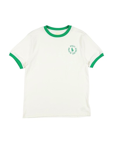 POLO RALPH LAUREN T-shirt Logo Cotton Jersey Ringer Tee
 Off white 100% Cotone