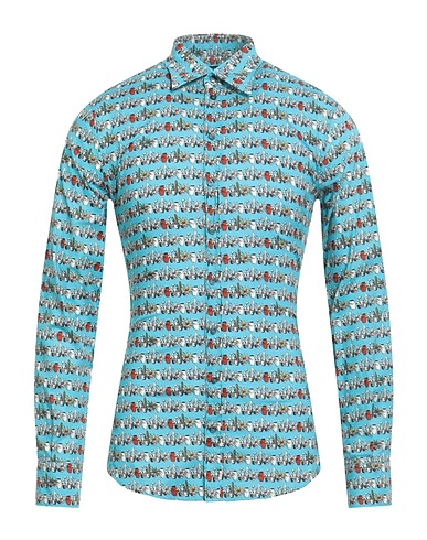 DOLCE&GABBANA Patterned shirt AZZURRO 96% Cotton, 4% Elastane