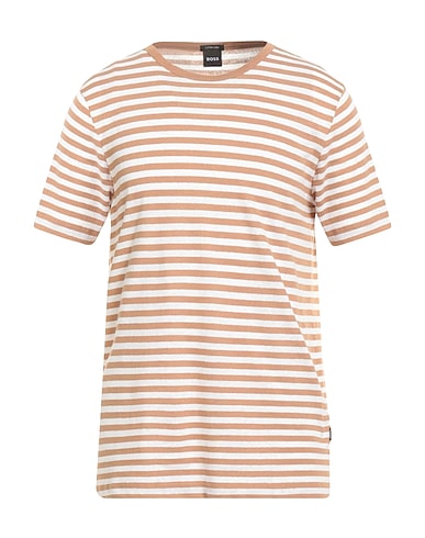 BOSS T-shirt Beige 52% Cotton, 48% Linen