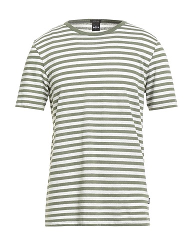 BOSS T-shirt Military green 52% Cotton, 48% Linen