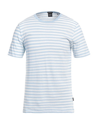 BOSS T-shirt Sky blue 52% Cotton, 48% Linen