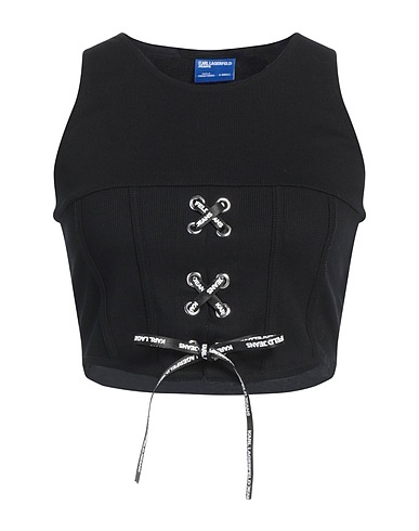 KARL LAGERFELD JEANS Top Black 97% Organic cotton, 3% Elastane