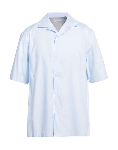BRUNELLO CUCINELLI Solid color shirt Sky blue 100% Cotton