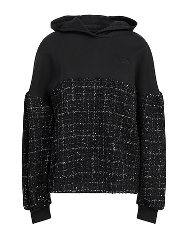 KARL LAGERFELD Hooded track jacket  Black 90% Organic cotton, 10% Recycled polyester, Polyamide, Metallic fiber, Other Fibres