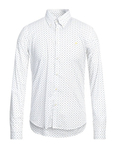 MANUEL RITZ Patterned shirt White 97% Cotton, 3% Elastane
