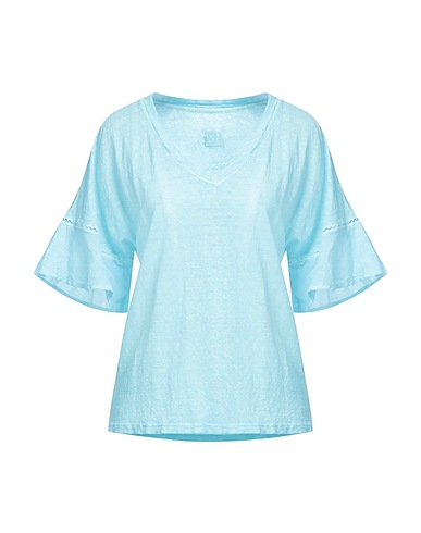 120% LINO Basic T-Shirt Sky blue 100% Linen
