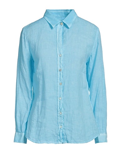 120% LINO Camisa de lino Azul celeste 100% Lino