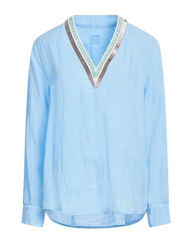 120% LINO Top Sky blue 100% Linen