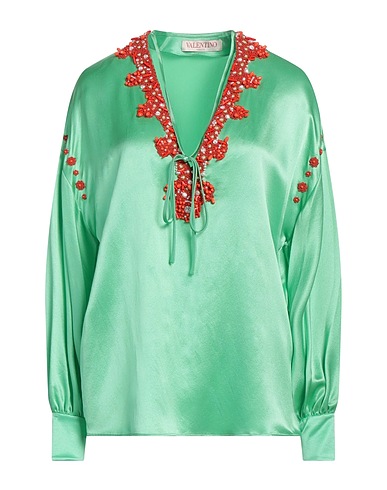 VALENTINO GARAVANI Silk top Green 100% Silk, Polyester