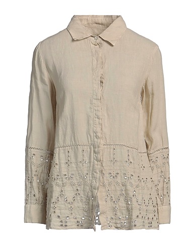 120% LINO Lace shirts & blouses Beige 100% Linen