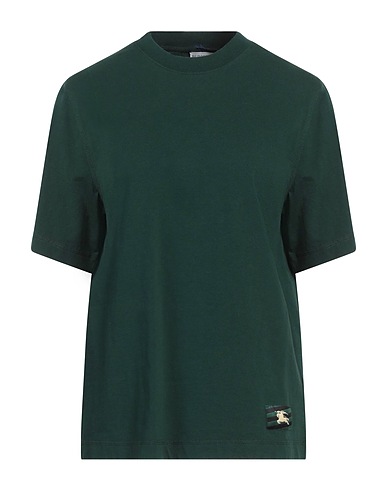 BURBERRY Basic T-Shirt Dark green 100% Cotton, Elastane