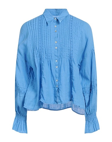 120% LINO Camicia in lino Azzurro 100% Lino