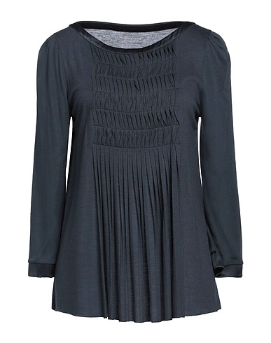 PUROTATTO T-shirt Navy blue 40% Modal, 40% Silk, 20% Milk protein fibre