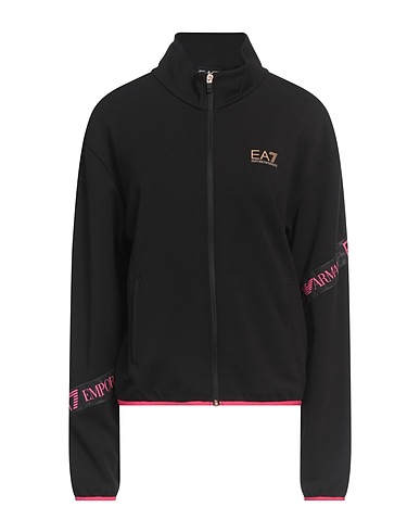 EA7 Felpa Nero 50% Poliestere riciclato, 24% Cotone, 23% Modal, 3% Elastan