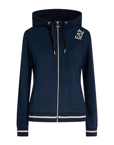 EA7 Hooded track jacket  Midnight blue 95% Cotton, 5% Elastane, Polyester, Metallic fiber