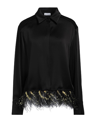 SFIZIO STUDIO Shirts Black 82% Acetate, 18% Viscose, Ostrich feathers