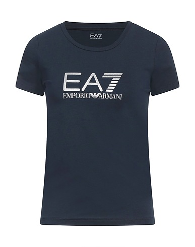 EA7 T-shirt Navy blue 95% Cotton, 5% Elastane