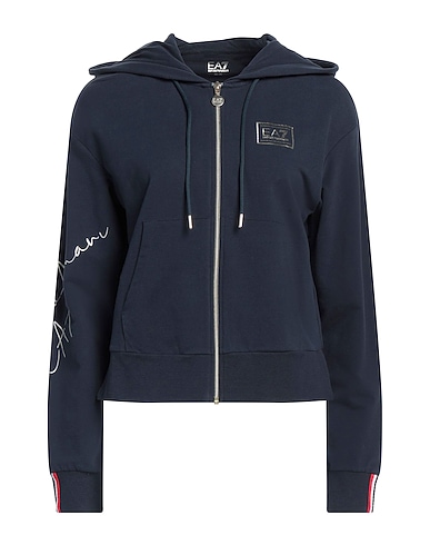 EA7 Hooded track jacket  Navy blue 96% Cotton, 4% Elastane