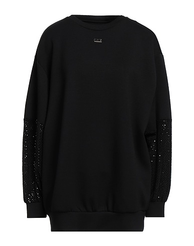 EA7 Sweatshirt Black 49% Viscose, 47% Polyester, 4% Elastane, Polyamide, Metallic fiber