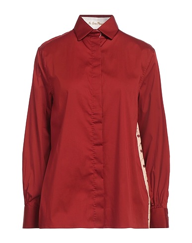 LE SARTE PETTEGOLE Patterned shirts & blouses Brick red 70% Cotton, 27% Polyamide, 3% Elastane