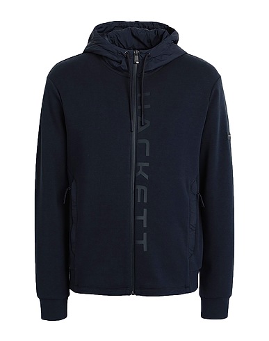 HACKETT Hooded track jacket  SPORT Navy blue 71% Cotton, 24% Polyester, 5% Elastane