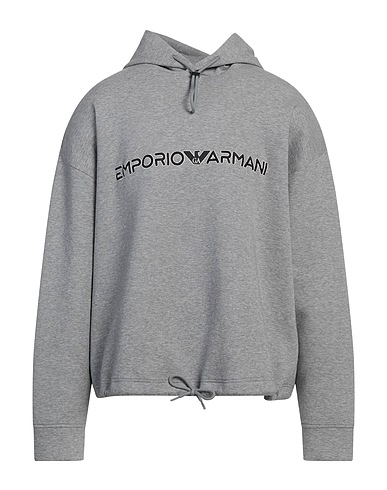EMPORIO ARMANI Hooded sweatshirt Grey 76% Cotton, 18% Polyester, 6% Elastane