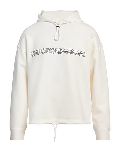 EMPORIO ARMANI Hooded track jacket  Cream 76% Cotton, 18% Polyester, 6% Elastane