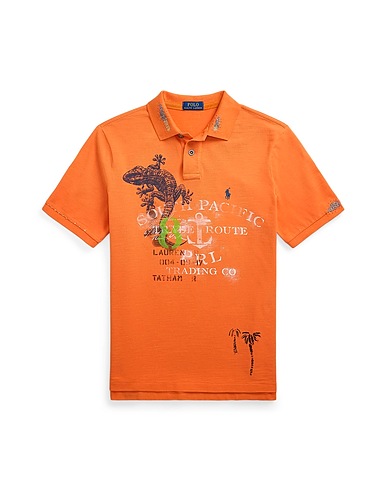 POLO RALPH LAUREN Поло CLASSIC FIT MESH GRAPHIC POLO SHIRT
 Оранжевый 100% Хлопок