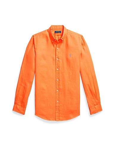 POLO RALPH LAUREN Linen shirt SLIM FIT LINEN SHIRT
 Orange 100% Linen