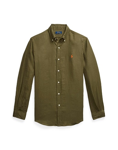 POLO RALPH LAUREN Linen shirt SLIM FIT LINEN SHIRT
 Military green 100% Linen