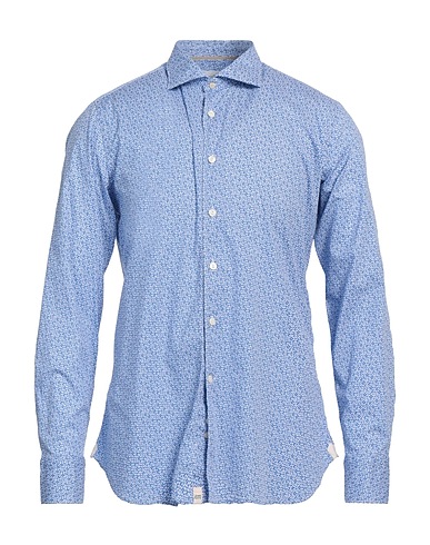 TINTORIA MATTEI 954 Patterned shirt Sky blue 97% Cotton, 3% Elastane
