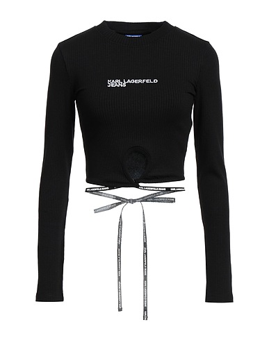 KARL LAGERFELD JEANS Crop top Black 96% Viscose, 4% Elastane