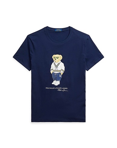 POLO RALPH LAUREN T-shirt CUSTOM SLIM FIT POLO BEAR JERSEY T-SHIRT
 Blu notte 100% Cotone
