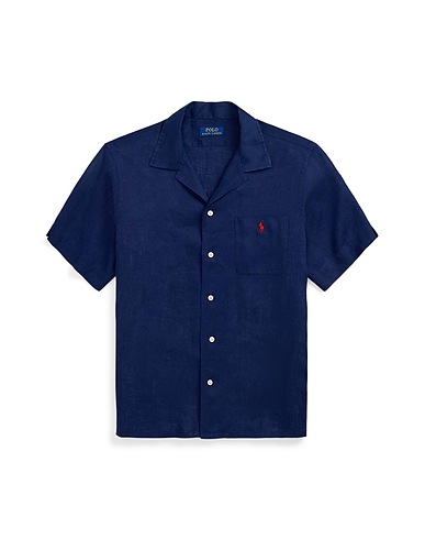 POLO RALPH LAUREN Linen shirt CLASSIC FIT LINEN CAMP SHIRT
 Navy blue 100% Linen